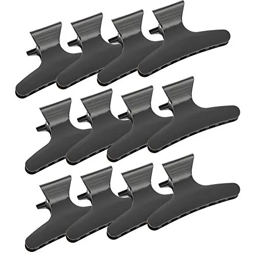 Sonew 12Pcs Haarklammer Damen, Schwarzer Schmetterling Haarspange, Frisuren Zubehör rutschfeste Haarspangen für Frauen, Haar Abschnitt Greifer Klammern Hairdressing Tool