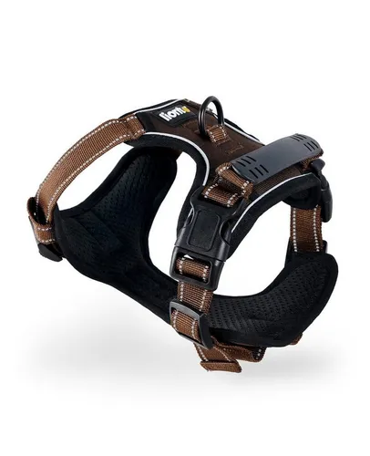 lionto Hunde-Geschirr Hundegeschirr gepolstert und reflektierend, braun, Größe S
