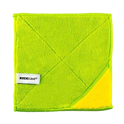 Kochblume | Microfasertuch Putztuch 18 x 18cm | Aufnahmefähigeit bis 180 ml | Extra saugfähige Fasern | Farbe: limette|gelb