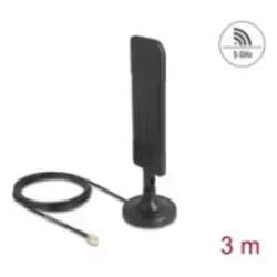 Delock WiFi 5,8 GHz Antenne RP-SMA Stecker 3 dBi omnidirektional mit Anschlusskabel RG-174