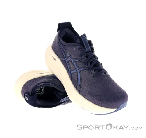 ASICS Gel-Nimbus 27 Herren Neutralschuh - Blaugrau, Dunkelblau, Größe 42 - Laufschuhe mit innovativer PureGEL Technologie für maximale Dämpfung und Komfort, ideal für lange Strecken.