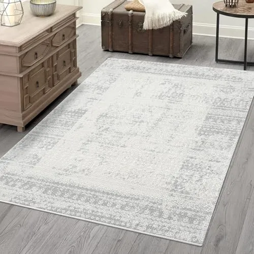 carpet city Teppich Wohnzimmer - Grau - 120x170 cm - Teppich für Wohnzimmer, Schlafzimmer und Esszimmer, vereint klassisches Design mit modernem Vintage-Stil und ist pflegeleicht sowie schadstoffgeprüft.