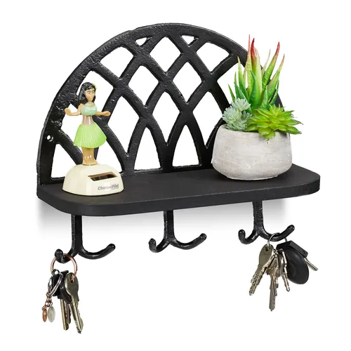 Schlüsselbrett mit Haken, Schlüsselhaken Ablage, Flurgarderobe Wandgarderobe