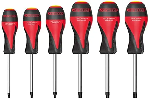 Ks Tools 922.6060 Ultimate Torx Schraubendreher Set 6-teilig - Schraubendreher-Sets mit ergonomischem Tri-Komponentengriff und gehärteter Klinge aus Chrom-Vanadium für höchste Langlebigkeit – ideal für Profis und Heimwerker.