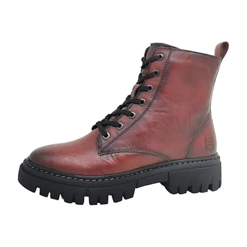 BAGATT Schnürstiefel Schnürboots - Wanderschuhe für Damen aus hochwertigem Leder/Synthetik in elegantem dunkelrot, ausgestattet mit praktischem Reißverschluss und stilvoller Schnürung für optimalen Halt.