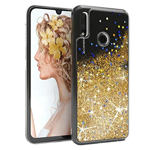 Produktbild EAZY CASE Hülle kompatibel mit Huawei P Smart (2019) Schutzhülle mit Flüssig-Glitzer, Handyhülle, Schutzhülle, Back Cover mit Glitter Flüssigkeit, TPU/Silikon, Transparent/Durchsichtig, Gold