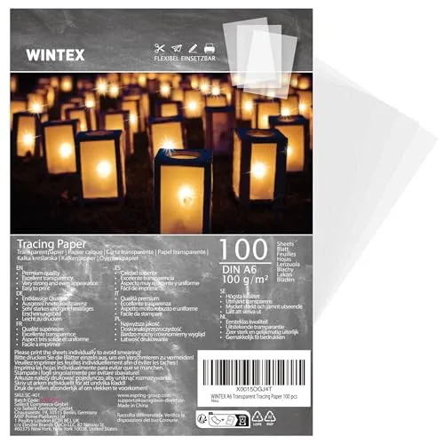 WINTEX Transparentpapier weiß A6 100 Blatt 100g/m² - Pauschpapier Schnittmusterpapier Pergamentpapier zum Bedrucken - Architektenpapier bedruckbar - Pauspapier A6 - Tracing Paper