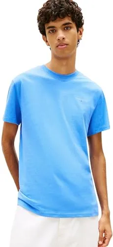 Tommy Jeans Herren TJM Slim Linear Chest Tee EXT Dm0dm21780 S/S T-Shirt, Blue (Blue Twilight), S - Hochwertiges T-Shirt von Tommy Jeans in stilvollem Blau. Ideal für den Alltag, bietet es einen lässigen Look und besten Tragekomfort.