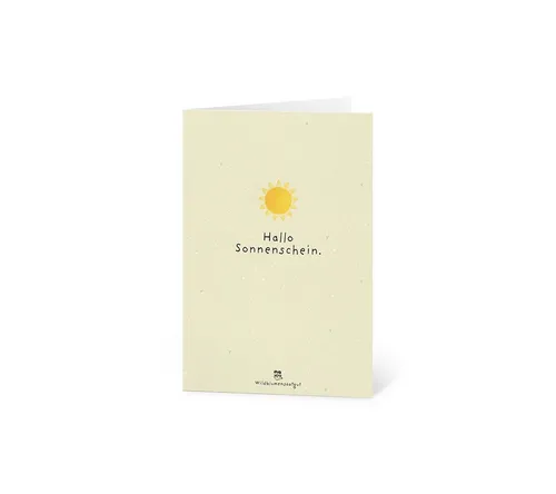 Die Stadtgärtner Grußkarte Wachsende Grußkarte mit Saatgut, Hallo Sonnenschein, Zum Einpflanzen, mit Wildblumensamen, innen unbedruckt