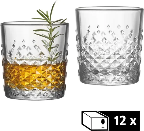 Libbey 12er Set Rocks Gläser Ocular 236 ml - Elegantes 12-teiliges Rocks-Glas-Set aus hochwertigem Glas, spülmaschinengeeignet und ideal für Whiskey, Cocktails und Aperitifs – perfekt für stilvolle Anlässe und den täglichen Gebrauch.