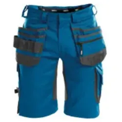 Trix Arbeitsshorts mit Stretch und Holstertaschen, azurblau/anthrazit - Arbeits- & Schutzkleidung mit 4-Wege-Stretch und Cordura® Nageltaschen für optimale Beweglichkeit und Langlebigkeit - ideal für Handwerker und Profis.