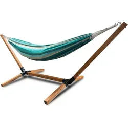 Rijoka Hängematte mit Gestell – 150kg Belastung – Grün/Weiß/Braun
