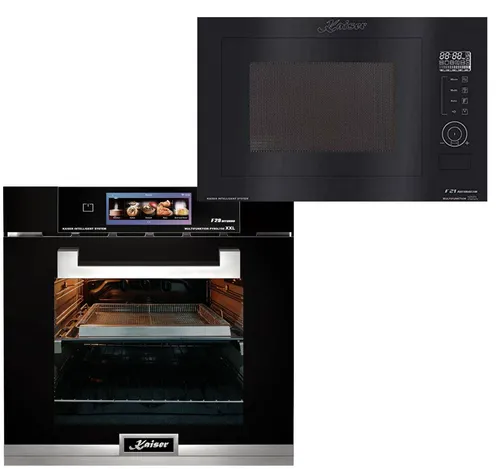 Kaiser Küchengeräte Backofen-Set: Multifunktions-Elektro-Backofen mit Pyrolyse und Dampfreinigung