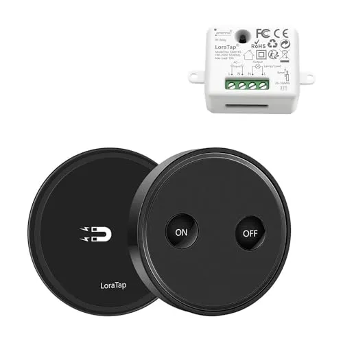 Funkschalter Set mit Fernbedienung Schwarz| Funk Einbauschalter mit Wandschalter | Drahtlosen Ein- und Ausschalten von Lampen und Elektrogeräten bis zu 200m Funkreichweite