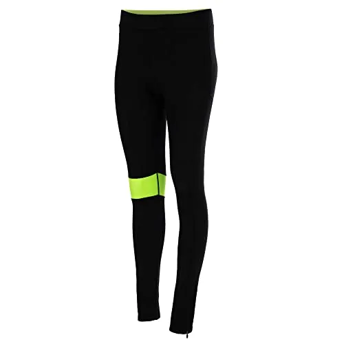 Airtracks Damen Winter Fahrradhose Lang - Thermo Radhose Lang - Radlerhose - 3D Coolmax gepolstert - Atmungsaktiv - Reflektoren - XL - schwarz-neon