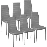 Esszimmerstühle Samtleder Set von Tectake - 6er Set moderne Küchenstühle aus Kunstleder, gepolstert und mit einer Belastbarkeit von 150 kg, ideal für gemütliche Esszimmer und Wohnzimmer.