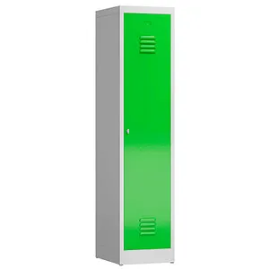 ClassiX Spind X-515115, 1 Abteil mit Drehriegelschloss, grün - Spind für die Arbeitsplatzorganisation, ideal für Schwarz-Weiß-Trennung nach Arbeitsstättenrichtlinie. Mit Hutboden, Kleiderstange und Doppelhaken, aus robustem Stahlblech.