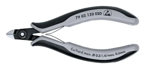 Knipex Präzisions Seitenschneider 120 mm Nr.7902 ESD - Zangen, ideal für präzise Schneidarbeiten in ESD-geschützten Bereichen mit ergonomischem Griff und hoher Schneidkraft.