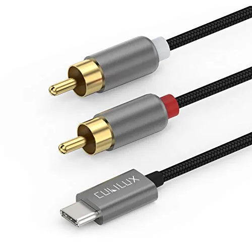 Cubilux USB C auf Cinch Audiokabel [192 kHz/24 Bit DAC] Typ C auf Cinch Stereo Aux Kabel für MacBook, iPhone 16/15, iPad Pro 13/12.9/11, iPad Air 13/5./4., Galaxy S25/S24/S23, Android, Laptop, 10 Fuß
