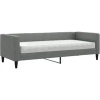 vidaXL Tagesbett mit Matratze Dunkelgrau 80x200 cm - Praktisches 2-in-1 Tagesbett für Wohn- und Schlafzimmer, das als Sofa und Bett dient. Bequeme Schaumstoffmatratze inklusive für optimalen Komfort.