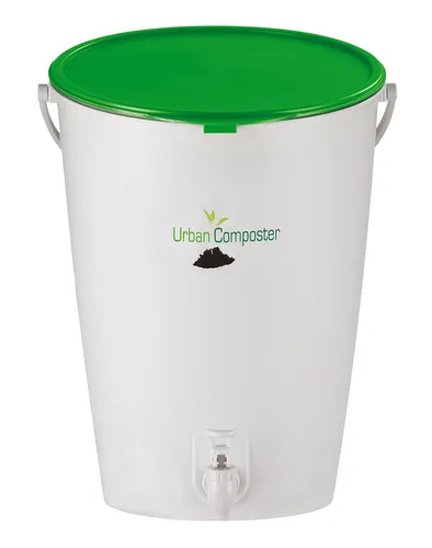 Garantia Urban Komposter - Weiß, platzsparendes Kompostiersystem - Komposter für Küche oder Balkon, inkl. 500 ml Kompostbeschleuniger-Spray, geruchsfrei und zeitgemäß, für die einfache Herstellung von nährstoffreichem Gartendünger.