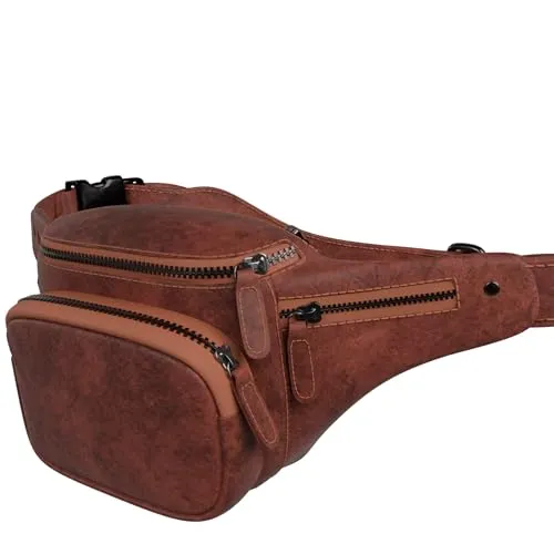 Herren Gürtel Bauch Schulter Tasche Echt Leder Bauch Hüft Crossbody 30654 Sandel