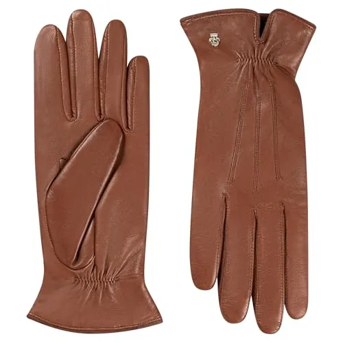 Roeckl Damen Classic Ruched Handschuhe - Elegante Braun 7,5 EU - Handschuhe & Fäustlinge für Damen, aus hochwertigem 100% Haarschaf-Nappaleder mit warmem Wollfutter, ideal für stilvolle Wintertage.