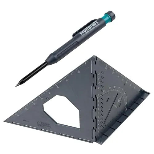 wolfcraft Projekt-Set „Messen und Markieren“ I 8659000 - Markierwerkzeuge für präzises Messen und Anzeichnen, inklusive VARIO 3D PRO Winkel und Tieflochmarker – ideal für dreidimensionale Werkstücke und schwer zugängliche Stellen.