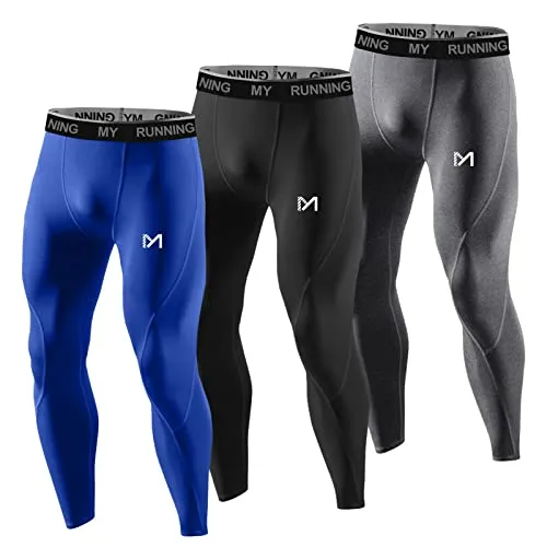 MEETYOO Herren U6b Leggings, Grau+blau+schwarz, L EU