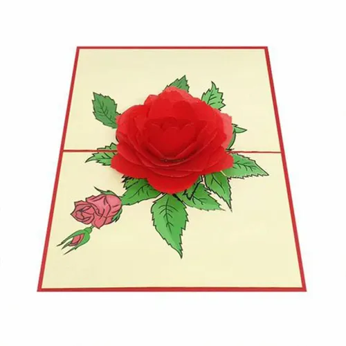 Rote Rose Blumen Karte Geschenk Pop up 3D mit Verlobung Liebe Romantische