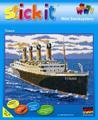 Mini Stecksystem Titanic - 8.200 Teile, fahrend - Sets: Buntes Ministeckspiel mit XXL-Steckvorlage für Technik-Fans, ideal für kreative Bastelstunden und detailverliebte Modellbauer.