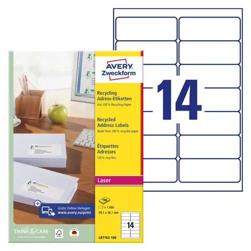 Avery ZF LFL-Etikette 99.1x38.1mm UW (LR7163100) - Papierprodukte, Etiketten für professionelle Beschriftungen, einfach zu bedrucken und ideal für Büro oder Zuhause.