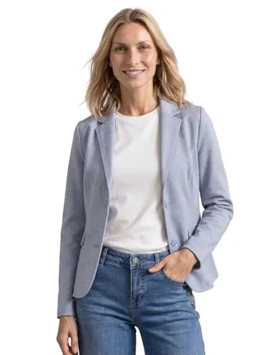 Street One QR Basic Blazer whispery Blue 38 - Eleganter Piqué Jersey Blazer mit Reverskragen und Knöpfen, ideal für Business-Outfits. Maße bei EU-Größe 38: Armlänge 62,5 cm, Brustweite 49 cm. Perfekt für einen stilvollen Auftritt.