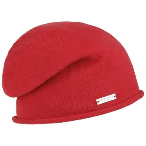 Seeberger Rollrand Beanie Damenmütze in rot von Seeberger