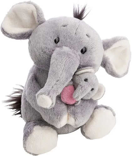 Nici Kuscheltier Little & Me, Elefant 20 cm mit Kind 6 cm, 2in1: Kuscheltier Mama mit Kuscheltier Baby