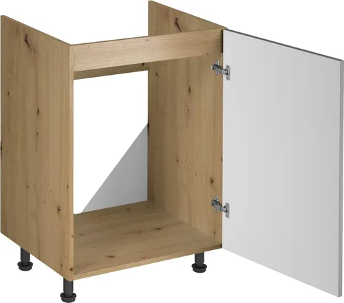 Spülenunterschrank Grau - Moderner Waschbeckenschrank für die Küche - Küchenschrank mit verstellbaren Füßen, ideal für jeden Raum. Maße: 60 x 47 x 82 cm. Robustes Material aus MDF/Spanplatte, einfacher Aufbau, modernes Design.
