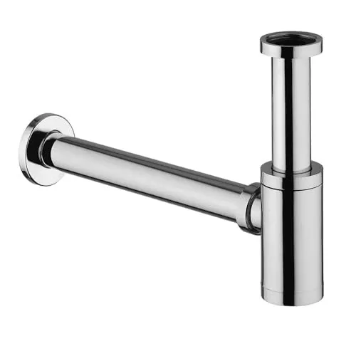 Schläfer 3439602, Universal Design Siphon Waschtisch Flach für Waschbecken und Waschschale, längen & höhenverstellbar, Geruchsverschluss mit Reinigungsöffnung, Röhrensiphon von 1 1/4 Zoll x Ø 32 mm