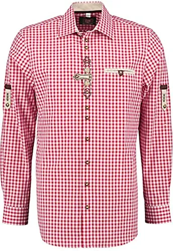 HUBER Trachtenhemd rot-weiß kariert XL in rot von HUBER