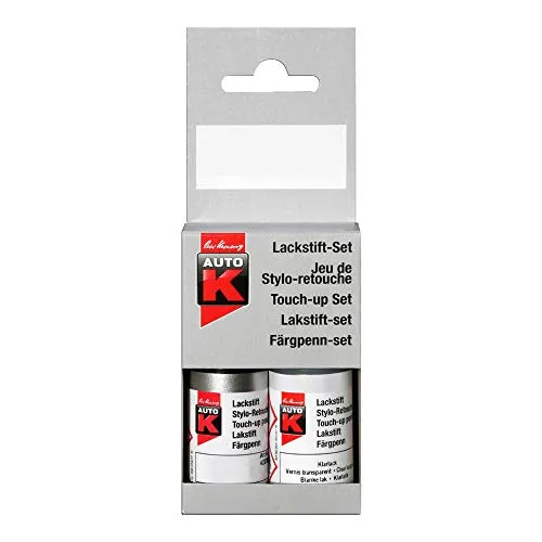 Auto-K Lackstift-Set 2x9ml für VW-Audi Black Magic Perleffekt LC9Z - Retuschestifte & Spray, ideal zum Ausbessern von Lackschäden, enthält Basis- und Klarlack für perfekte Farbanpassung.