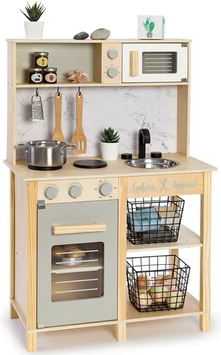 Sun Spielküche Little Chef aus Holz - Kinderküche mit Zubehör ab 3 Jahre - Spielküche aus hochwertigem Holz, fördert die Kreativität und das Rollenspiel von Kindern ab 3 Jahren.