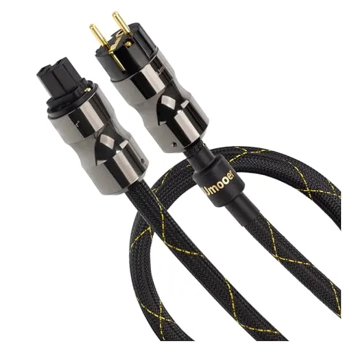 JJmooer 10awg Geschirmt HiFi-netzkabel, Mit Ferrit Ring, High-End Audiophile Sauerstoff Freies Kupfer Audio Stromkabel(1.5m)