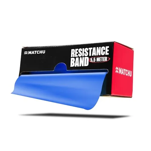 Matchu Sports | Widerstandsbänder | Resistance Bands | 100% Latex | Abschneidbar | 5.5M, 25M oder 45M | Extra leicht bis extra schwer | (Blau - Schwer (6-7 KG), 5,5 M)