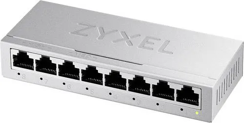 Zyxel GS108B - 8-Port Gigabit Ethernet Switch im Metallgehäuse, ideal für Multimedia Streaming und energieeffizient mit Green Ethernet-Funktion
