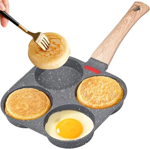 MINSHUXI 4 Intervalle Spiegeleipfanne, Aluminium Pancake Pfanne Antihaft Pfannkuchenpfanne Outdoor-Camping-Eierpfanne Haushaltspfannkuchenpfanne