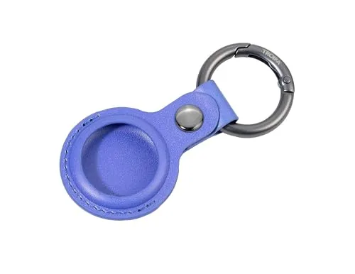 Schlüsselanhänger/Schutzhülle für Apple AirTag® – AIRTAG Cover – mit Karabiner für Flexible Befestigung: Schlüsselbund, Rucksack, Laptoptasche, etc. – Druckknopf als Schließe – Kunstleder – lila