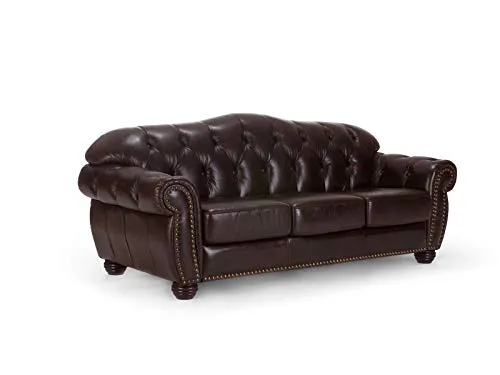 Woodkings® Chesterfield Hereford Sofa 3-Sitzer - 3-Sitzer Sofa aus echtem Rindsleder, handvernäht mit antikem Finish, ideal für Lounge oder Büro, bietet hohen Sitzkomfort auf einem stabilen Hartholzgestell.