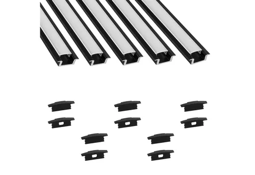 tktrading24 LED-Stripe-Profil 5x A25 - Schwarz, 2m inkl. Abdeckung & Endkappen - LED-Stripes-Profile für kreative Beleuchtungslösungen. Das elegante A25 Profil sorgt für optimale Lichtverteilung und wertet jeden Raum stilvoll auf.