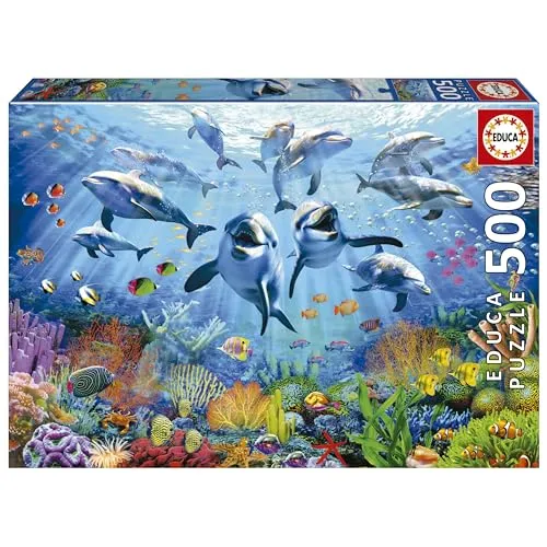 Educa - Puzzle von 500 Teilen für Erwachsene | Party am Meeresgrund. Messung: 48 x 34 cm. Beinhaltet die puzzlekleber FixPuzzle. Seit 11 Jahren (19901)