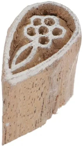 GURU SHOP Indischer Textilstempel, Holz Stoffdruckstempel, Blaudruck Stempel, Druck Modell - 3x1,5 cm Blume 4