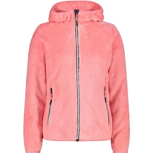 CMP Woman Jacket FIX Hood pesca (B634) 40 - Fleecejacke für Damen mit HighLoft-Material, bietet optimale Wärme und Tragekomfort. Sportlicher Schnitt mit elastischen Rändern und praktischen Taschen für den perfekten Sitz und Funktionalität.